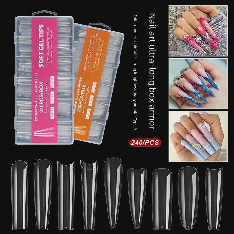 XXXL Transparentes Denim Nagelkunst-Set mit Ballett-Thema - 240 Stück