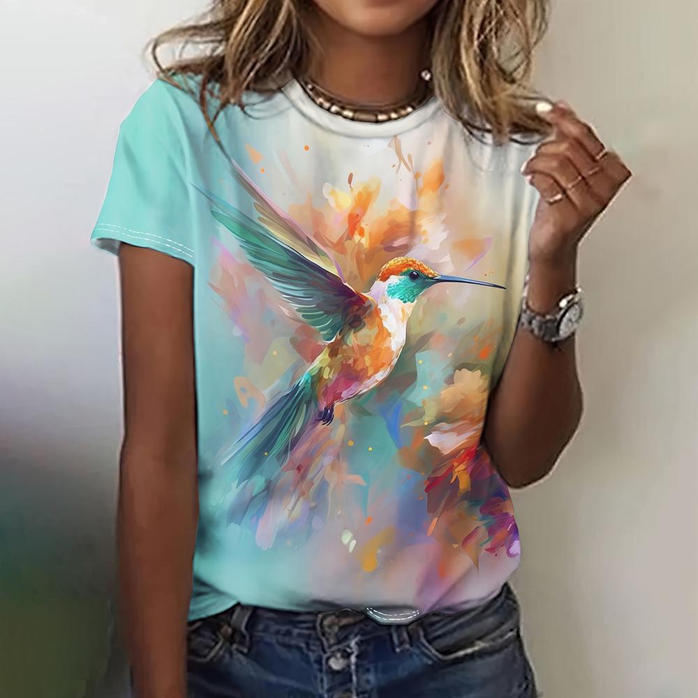 Summer Gradient Print Tshirt For Women Butterfly Pattern Tops Fashion Casual Loose T Shirt Oversized Short Sleeve Aesthetic Clot