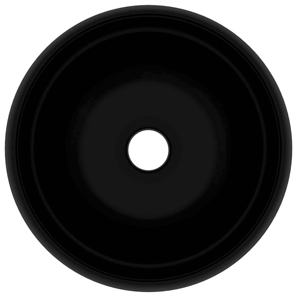 Luxury Round Wash Basin Matte Black 40 X 15 Cm Ceramic