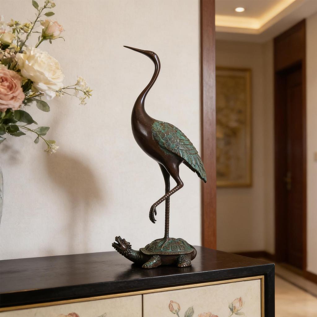 Turtle Crane Ornament Home Decoration Statue Figurine Tabletop Sculpture