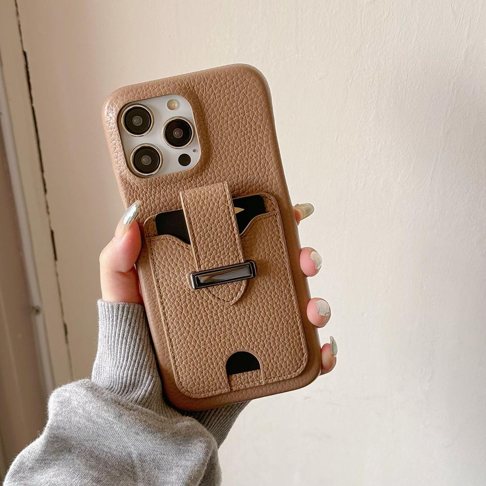 For iPhone 14 Pro Max Case with Card Slots Litchi Texture Leather+PET Phone Cover