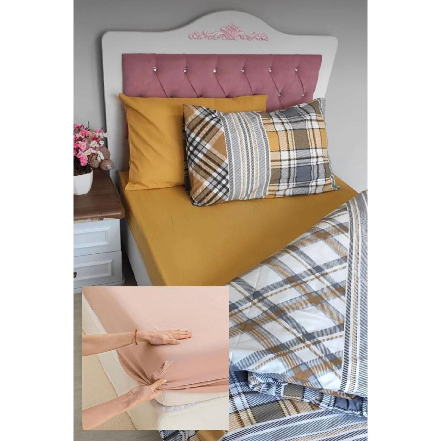 

Single Duvet Cover Set With Elastic Sheets, Mustard Checked, 4 Pieces горчичный