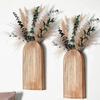 Boho Holz Wandvase Wandmontierte Vase Bogenförmige Dekorative Hängepflanzer für Wohnzimmer Schlafzimmer Heimwanddekoration