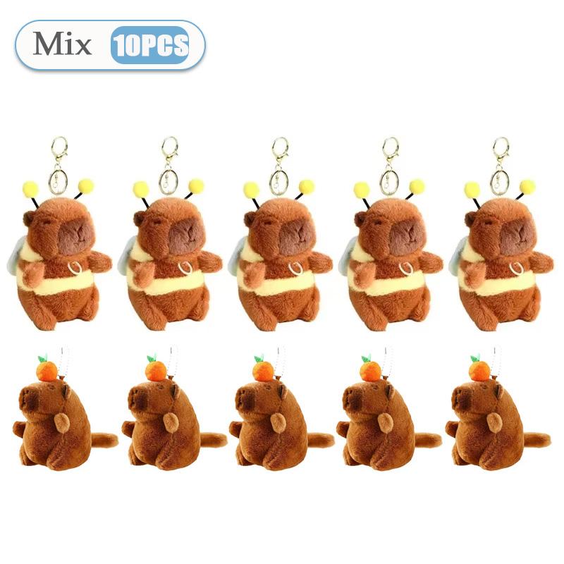 Cute Wagging Tail Capybara Pendant Capybara Drawing Jitterbug Wings Bee Water Dolphin Keychain Plush Doll Bag Hanging Ornaments