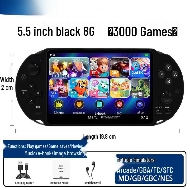 Handheld Retro FC Game Console with HD Screen - Two-Player, Rechargeable Classic Mario for Kids
