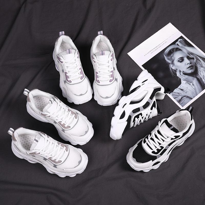 Nové dámské boty Malé bílé boty Módní trend Street Všestranné Dad shoes Prodyšná síťovina Ležérní boty