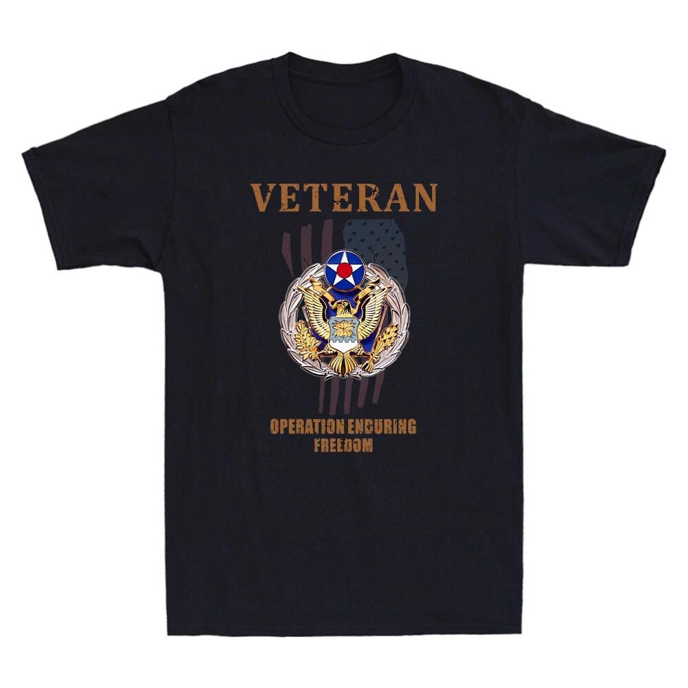 OIF OEF Veteran Operation Iraqi Enduring Freedom US Flag Vintage Men s T-Shirt L