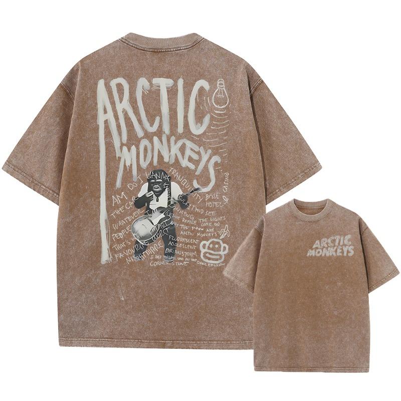 Retro Rock Arctic Monkeys Musikalbum Grafik T-Shirt Herren Vintage Washed Oversized Kurzarm T-Shirt Y2k Hip Hop Streetwear