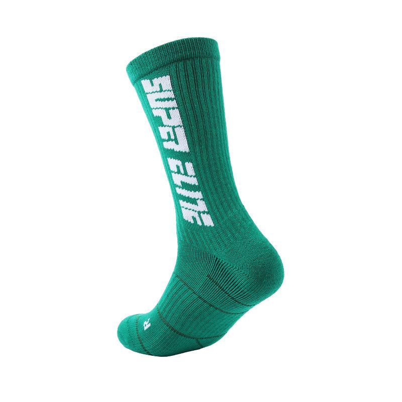 

Мужские весенне-осенние влагопоглощающие носки с махровой подошвой, дышащие, быстросохнущие, спортивные носки для баскетбола, бега 1 pair зелёный/белый