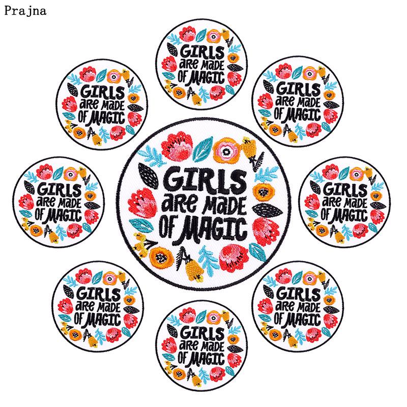 Prajna 10PCS Wholesale Letter Flower Patch Iron On Embroidered Patches For Clothing Cartoon Letter Pathes On Clothes Swing DIY