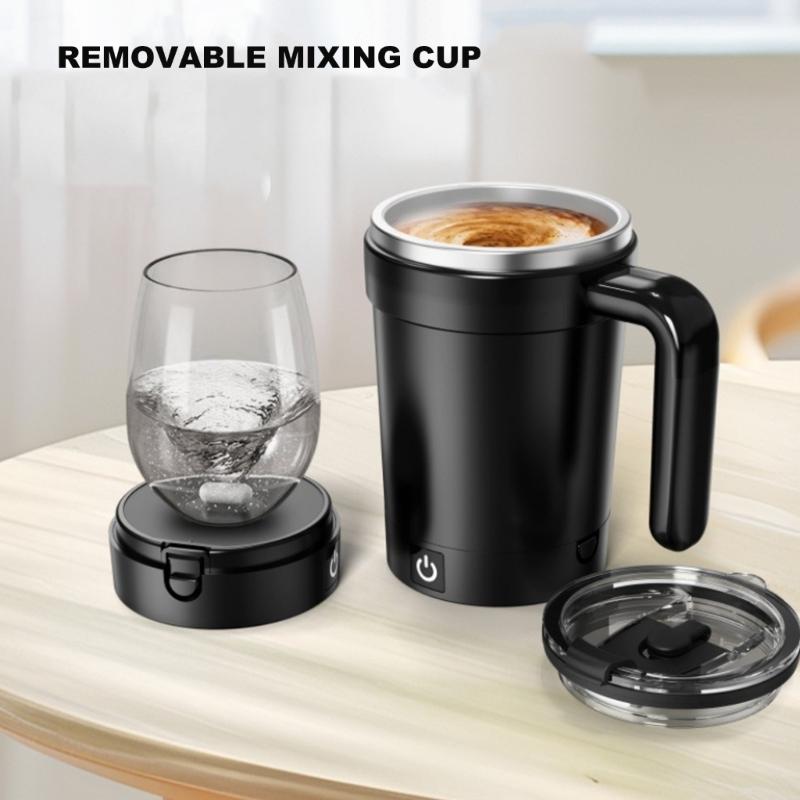 Magnetic Auto Stirring Cup Coffee Protein Shakes Electric Mixer Food Grade Stainless Steel Mixing Mug Detachable Base