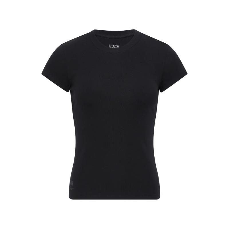 

American Style Slim Fit Drop Shoulder T-Shirt - Short Sleeve, Flattering Hot Girl Basic Sports Top Medium чёрный
