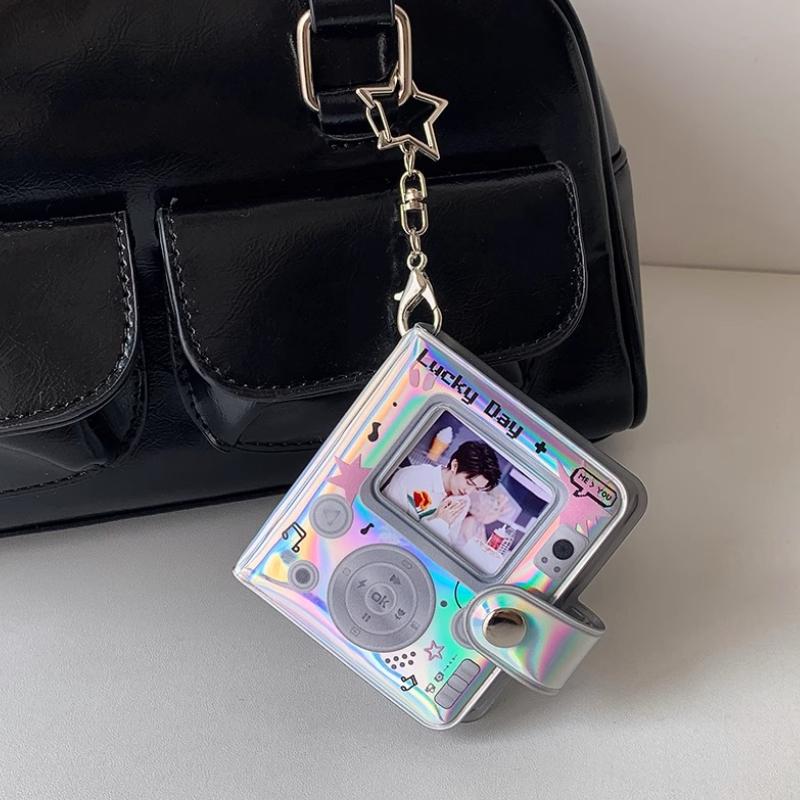 Retro Camera Mini Photo Album Stylish Laser 2 Inch Card Binder with Keychain Y2K Style Kpop Photocard Books Women Pendant 2025
