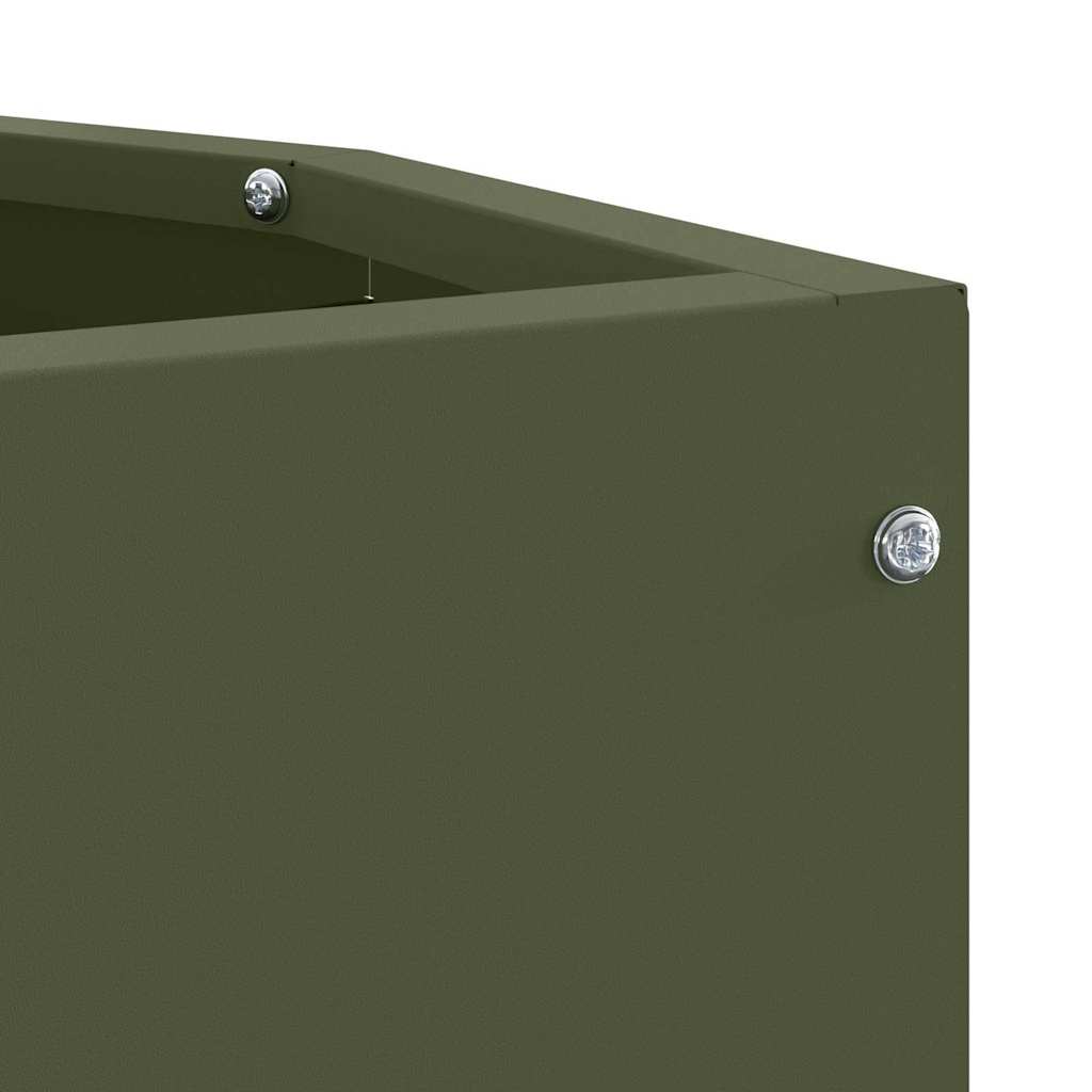 Corner Planter Olive Green 30 x 30 x 50 cm Steel