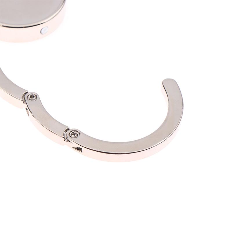 Simple Round Metal Folding Bag Hook Holder Portable Handbag Hooks Keychain Table Side Hangers Multipurpose Non-Slip Hook