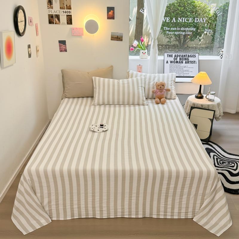 1pc Stripe Style Flat Sheet Skin-friendly Bed Linen Home Bedsheets Girls Boys Room Sheets sabanas cama individual(No Pillowcase)