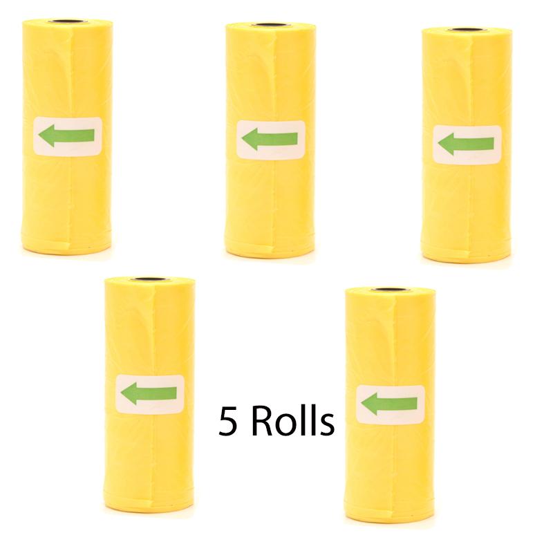 Pet Poop Bags Disposable Dog Waste Bags Bulk Poop Bags with Leash Clip and Bone Bag Dispenser 5 Rolls of 75 Pcs Bags