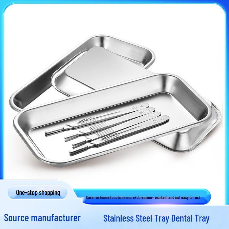 304 Stainless Steel Dental & Surgical Disinfection Tray - Flat Bottom