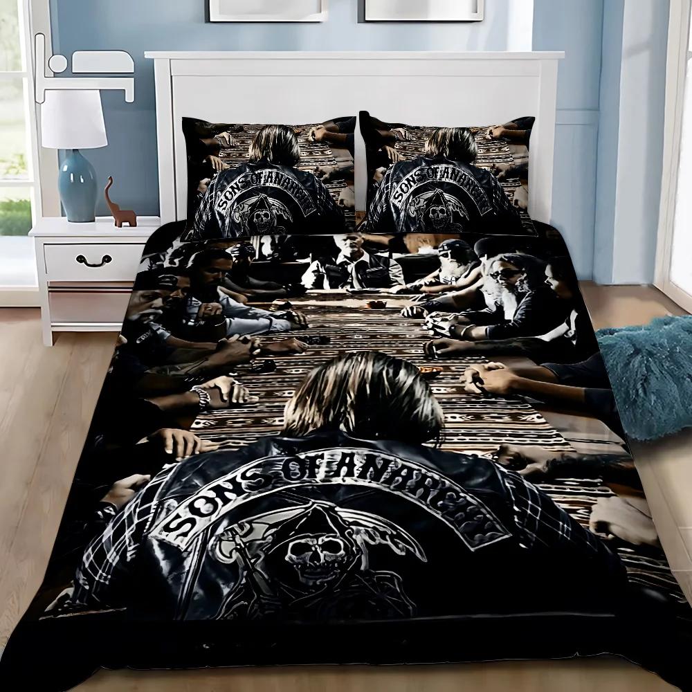 Sons of Anarchy Retro Duvet Cover Pillowcase Bedding Set Adult Boy Girl Bedroom Decoration Children Gift Single Double Size