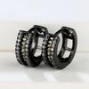 Vintage Black Metal Hoop Earrings Luxury Crystal Multicolor Zircon Round Earrings For Women Simple Fashion Square Stone Jewelry