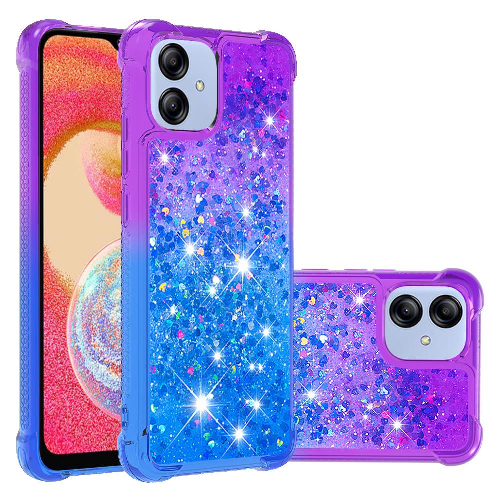 

For Samsung Galaxy A04e 4G/F04 4G/M04 4G TPU Case Gradient Quicksand Phone Back Cover Purple/Sky Blue