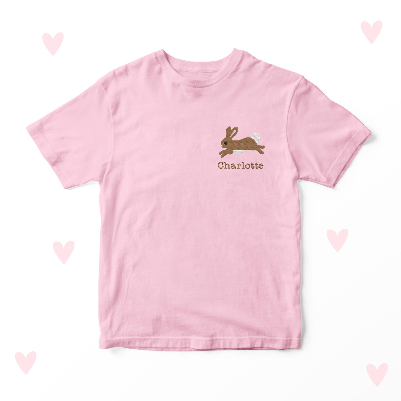 Embroidered Rabbit Kids T-Shirt: Personalized Cotton Bunny Clothing 120