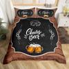 Beer Duvet Cover Set Two Beer Mugs White Foam Bedding Set 3pcs for Kids Golden Drinks Comforter Cover Soft Polyester Quilt Cover