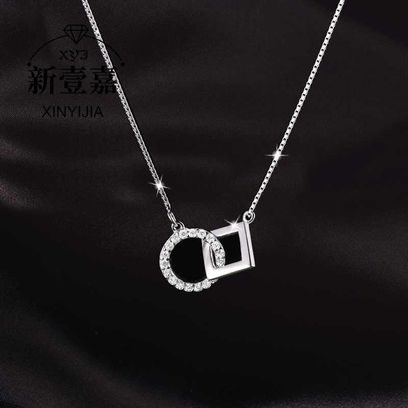 Nowy Splot Łańcucha Kwadratowego dla Kobiet z Niszową Lekką Luksusową Wszechstronną Wykwintną Wysokiej Klasy Łańcuszek na Szyję dla Dziewczyny