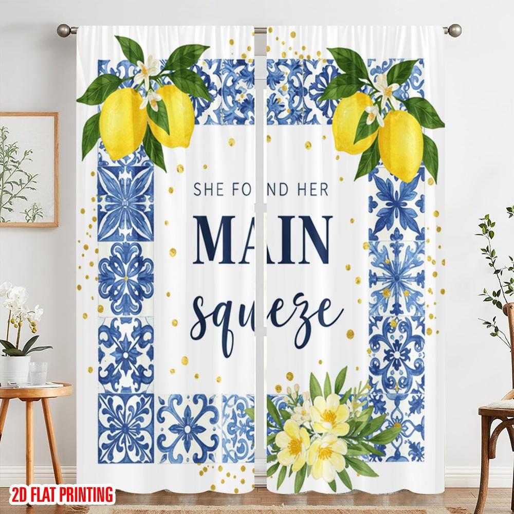 2pcs 2D flat printing Window Curtains She Found Her Main Squeeze_a Fabric Without Electricity Family Party Use for Photo Booths