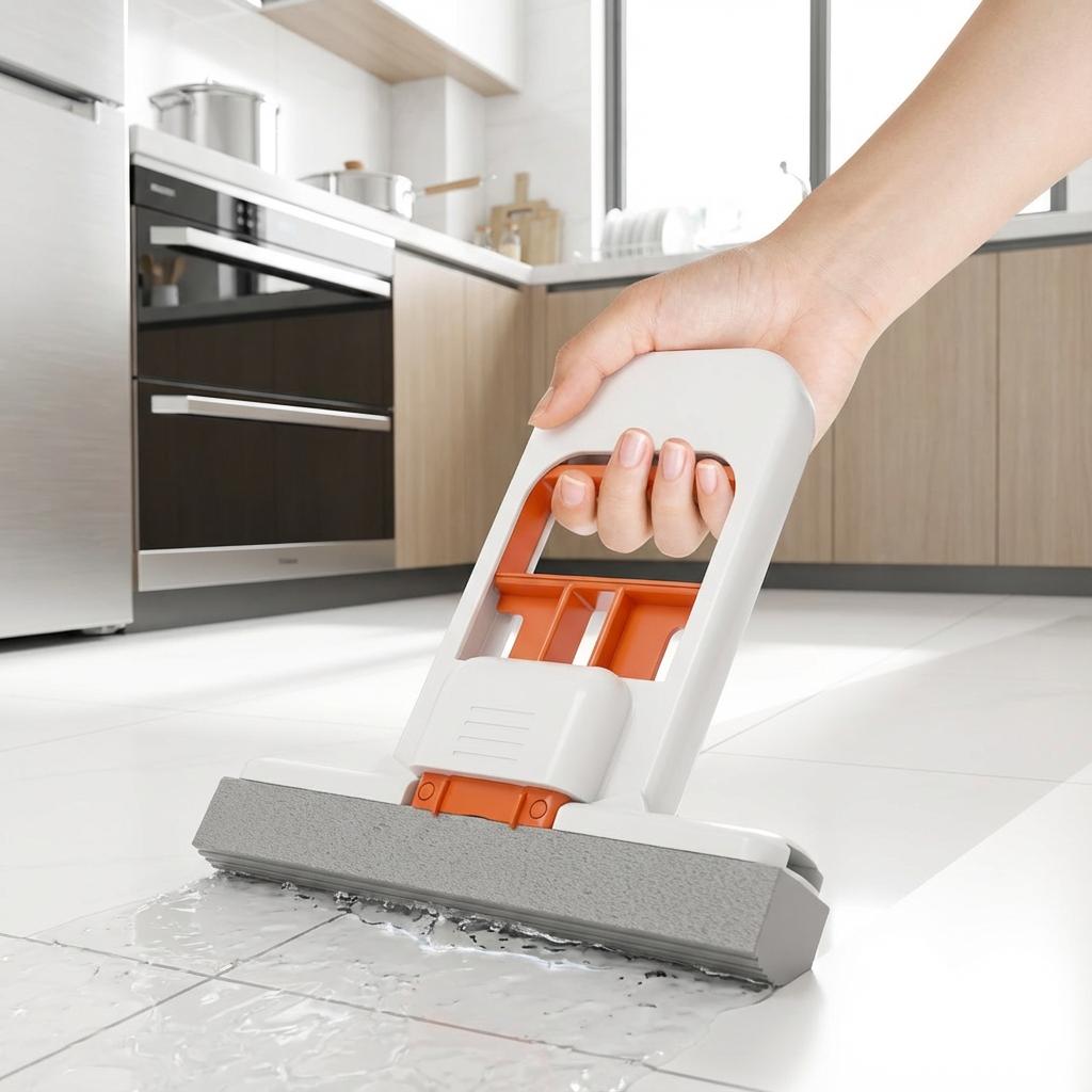 Handheld Desktop Cleaning Mop, No Hand Wash Required. 15x14cm, with Refillable Pads, Quick Dry, Portable