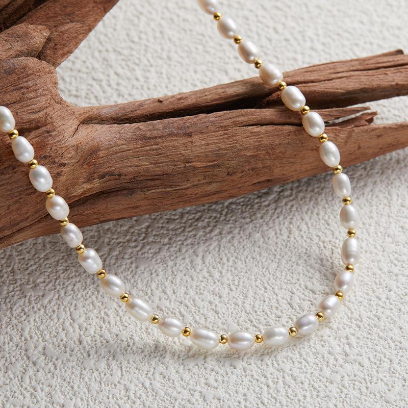 Ouyang Nana Starkes Licht Natürliche Perlenkette Damen S925 Sterlingsilber Handgefertigter Schmuck Leichter Luxus Hohes Gefühl