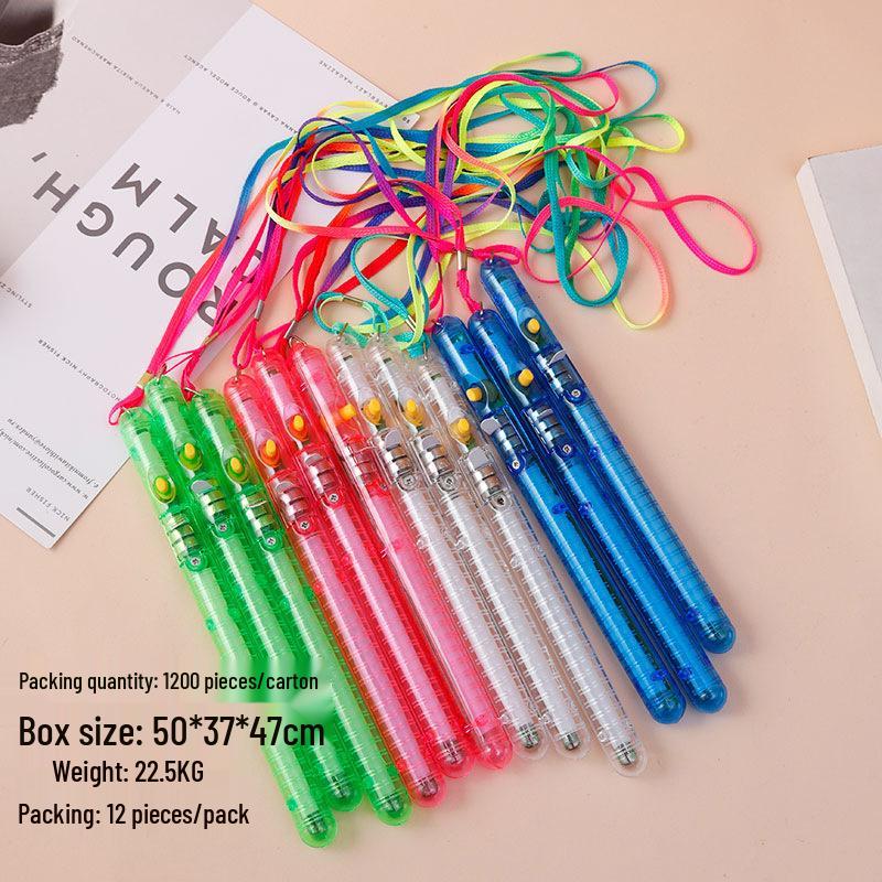 Clear Glitter Lanyard with Seven-Color Fluorescent Water Wave Concert Light Stick