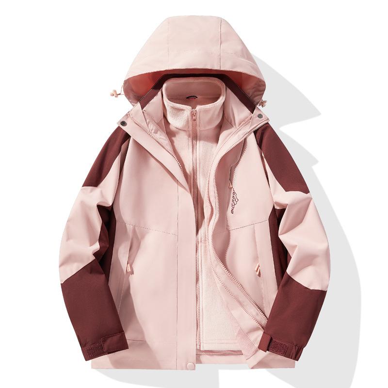 Outdoor Mountaineering Suit Jacket Three-in-one Detachable Wind-proof Waterproof Female Coat Couple Fleece Two-piece Suit