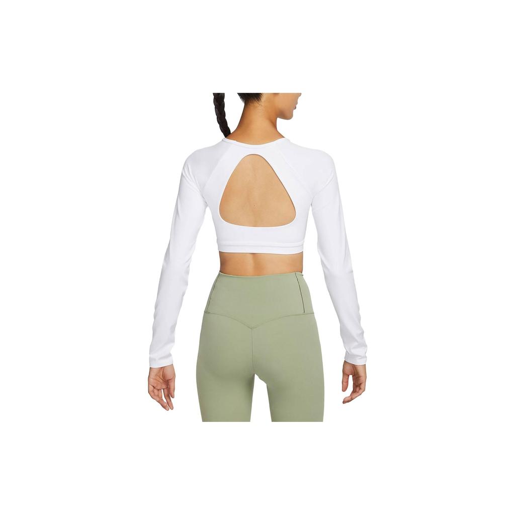 Nike Indy Solid Logo Quick-Dry Short Sleeve Workout Top Women Tops White FB4103-100