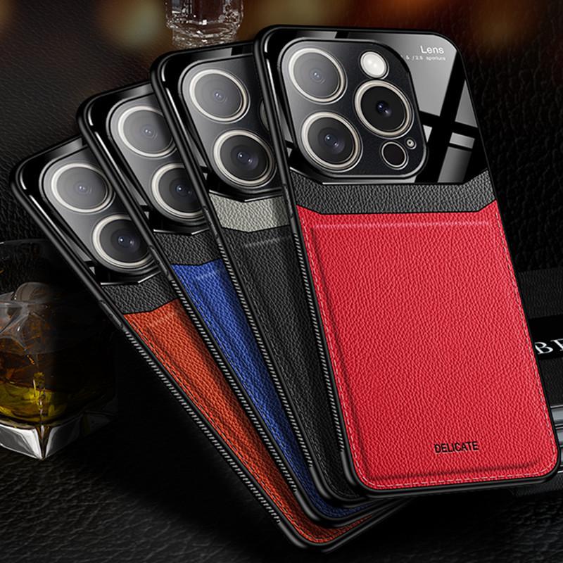 iPhone 16 Pro Max Leather Texture Phone Case - Compatible with iPhone 15, 14, 13, 12, 11, XS