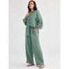 Women's Casual Long Sleeve Shirt and Wide Leg Pants Set In Multi Colors