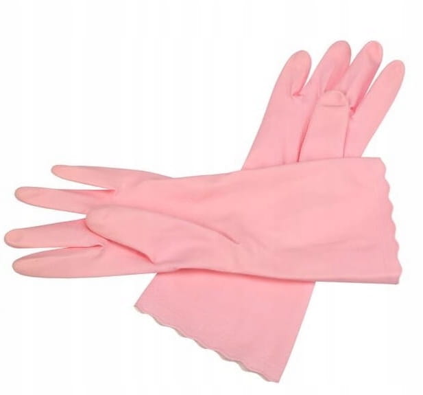 Protective household cleaning gloves M pink rubber 1 pair