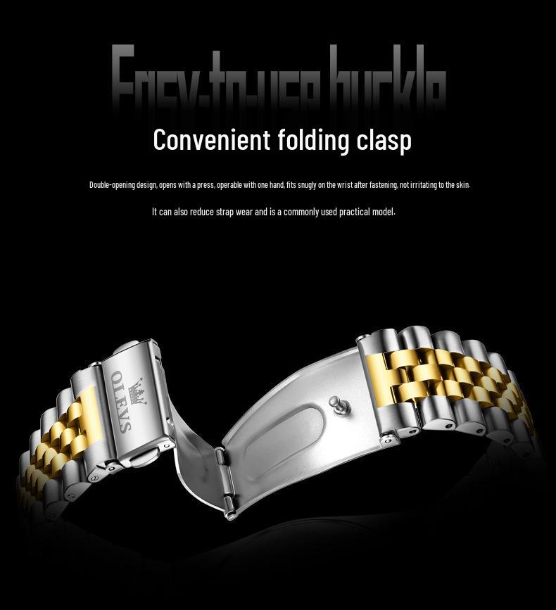 Oulishi Men's Quartz Watch: Single Calendar, Solid Band, Business Waterproof, Luminous