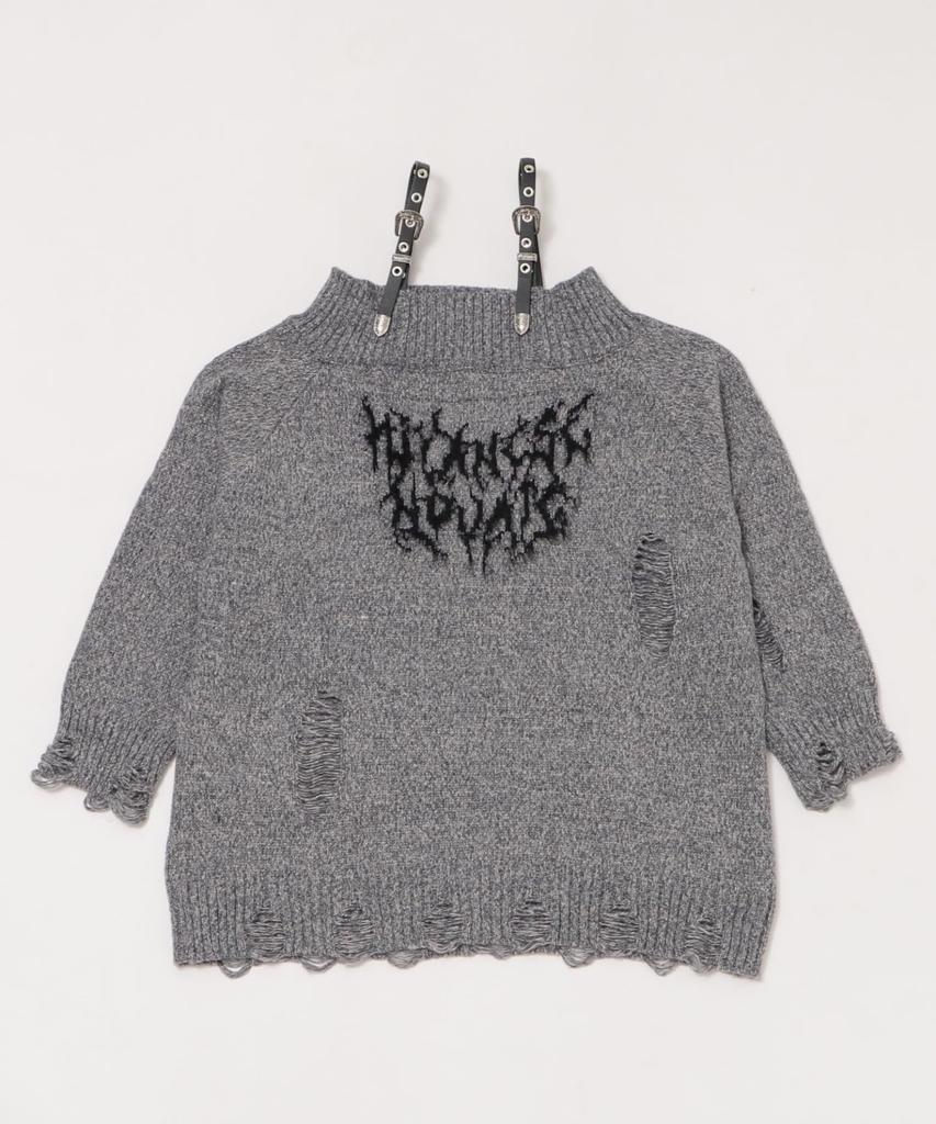 WEGO Figments Punk Gray Off-the-Shoulder Knit, Women's,
