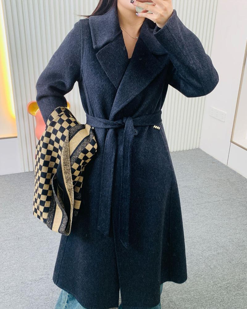 

Двустороннее кашемировое пальто новое приталенное и тонкое шерстяное пальто пальто женское M темно-синий