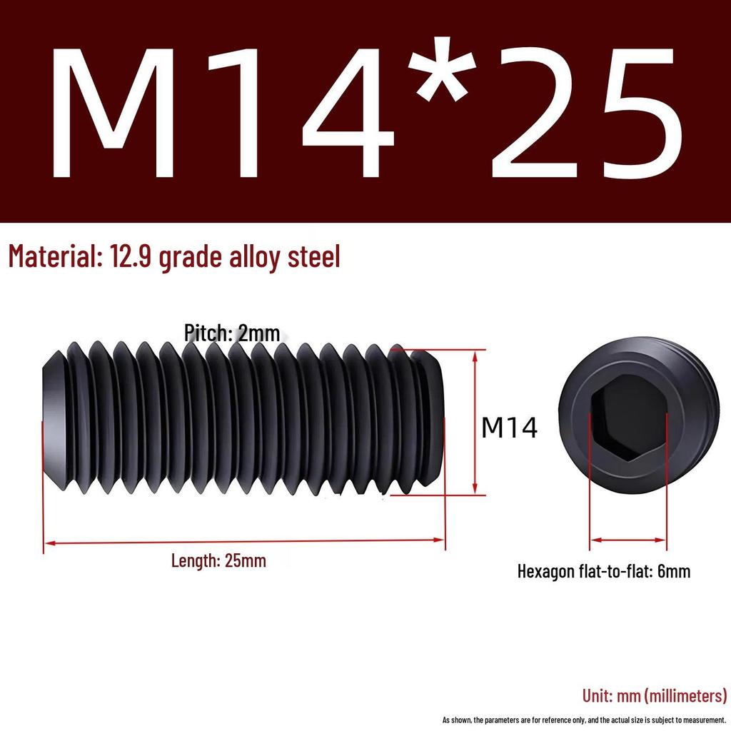 Grade 12.9 Hex Socket Headless Set Screw (M3-M16)
