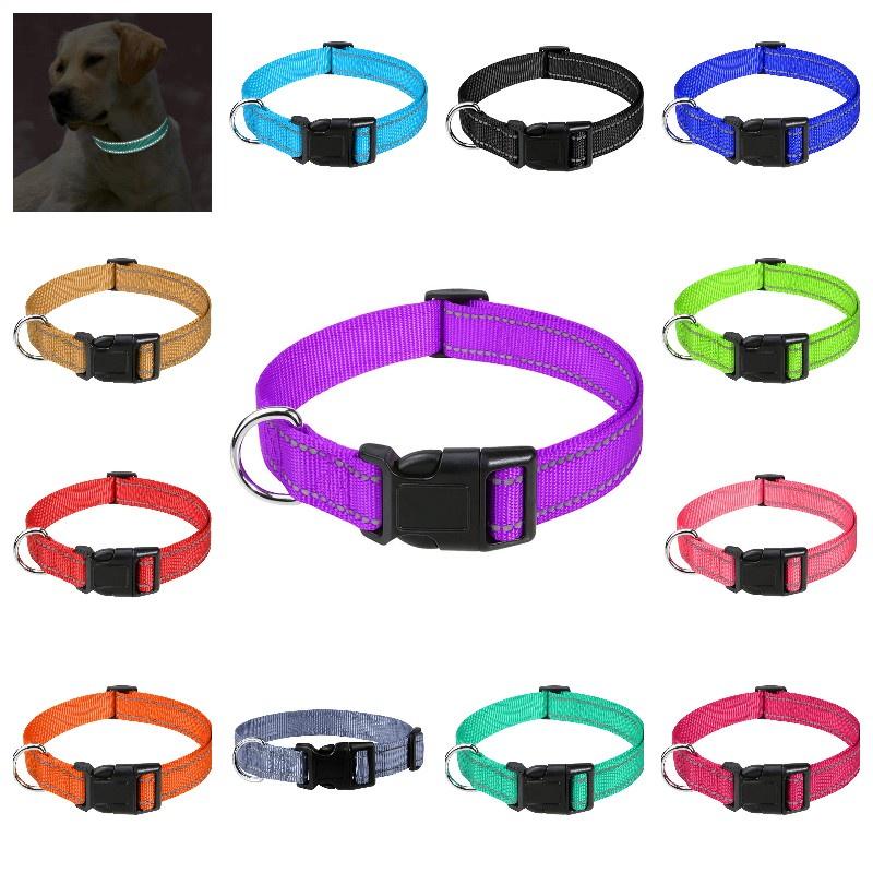 Reflective Neoprene Adjustable Padded Nylon Dog Collar In 12 Colors And 5 Sizes Suitable For All Dog Breeds