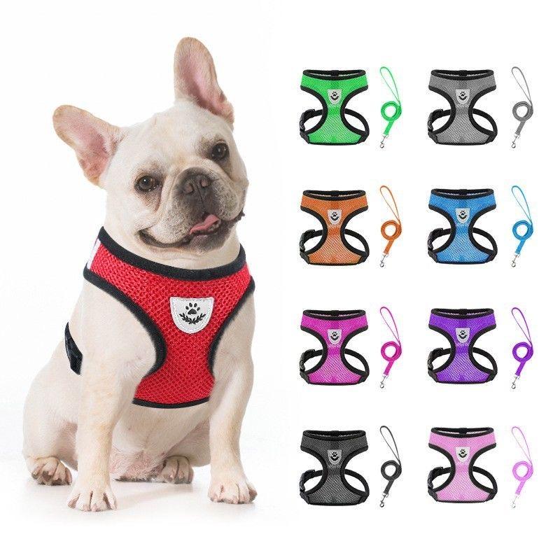 Pet Cat Harness Adjustable Mesh Walking Lead Leash Puppy Vest Polyester Breathable Kitten Accessories For Small Medium Dog