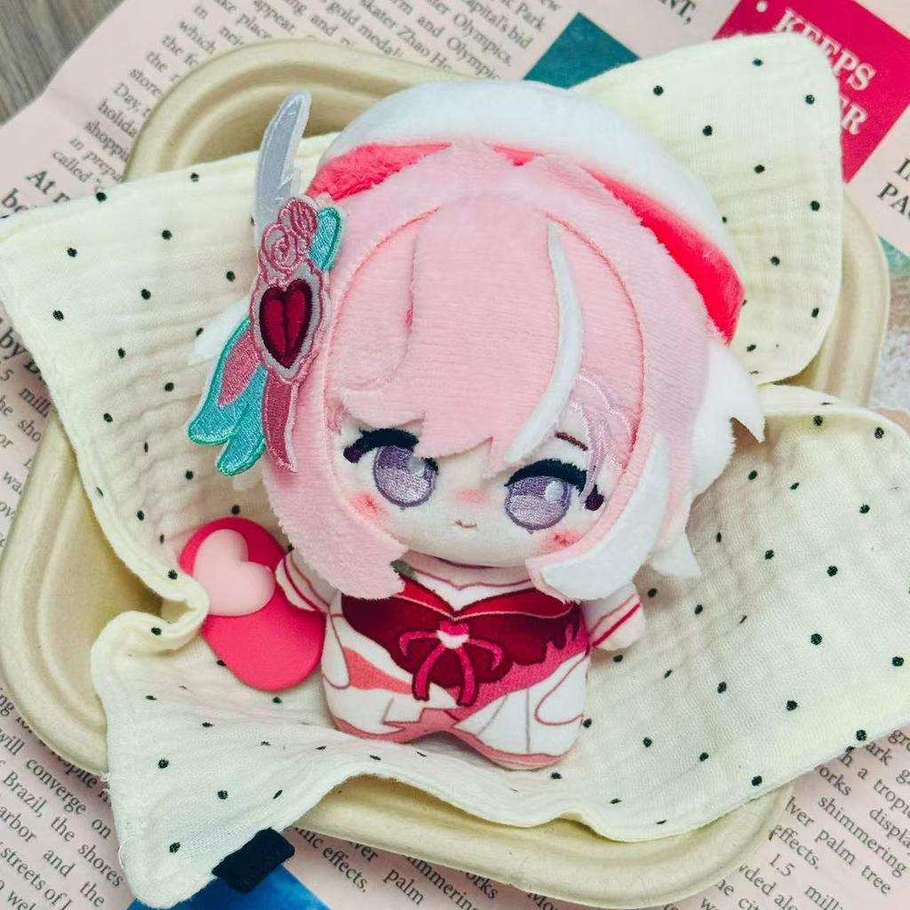 Honkai Impact 3 Heart Motif Fluffy Figure Plush Delicate Toy Warm Doll Layered Fringe Pink Hair White Accent Strands Removable
