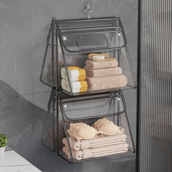 Bathroom Hanging Bag Large Capacity Dual Layer Waterproof Transparent Design Clothing Storage Bag Cosmetic Organizer