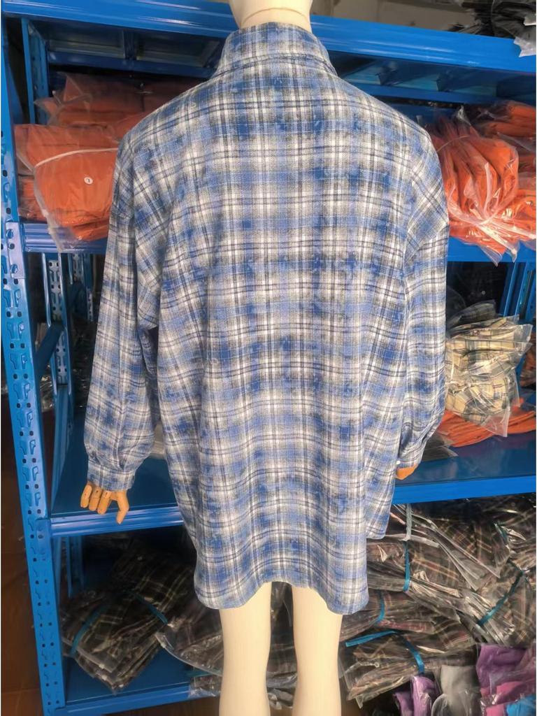2024 Trendy European & American Cotton Plaid Shirt: Versatile, Loose-Fit, Long-Sleeve Women's Fashion for a Stylish Commute