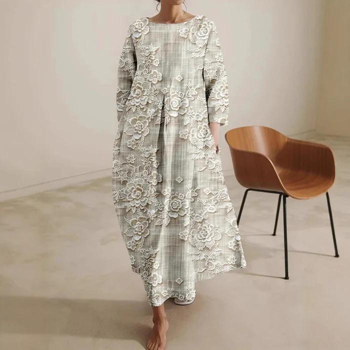 2026 European and American women s clothing, retro green dress French temperament printed commuter dress jacquard S