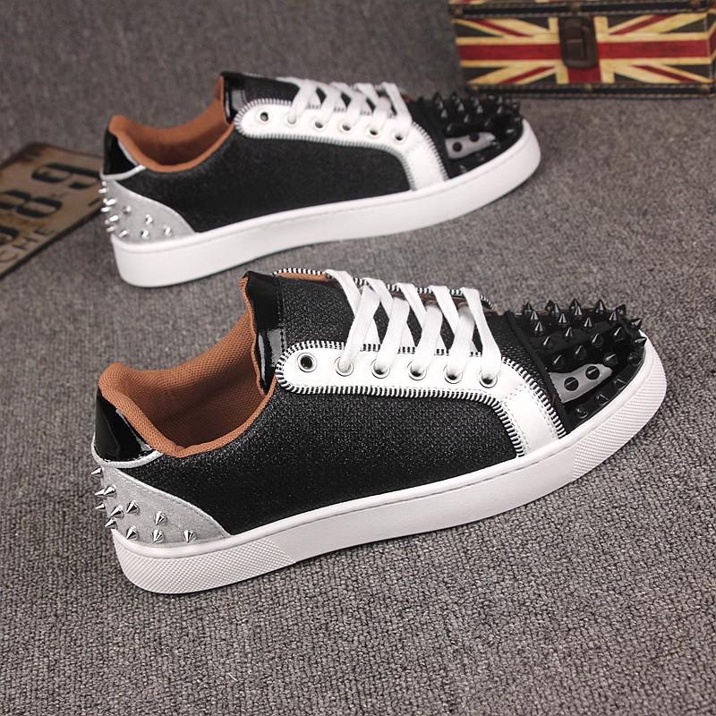 Spirited Young Men's 2025 Spring Red Bottom Luxury Skate Shoes with Studs - Trendy, Versatile Streetwear