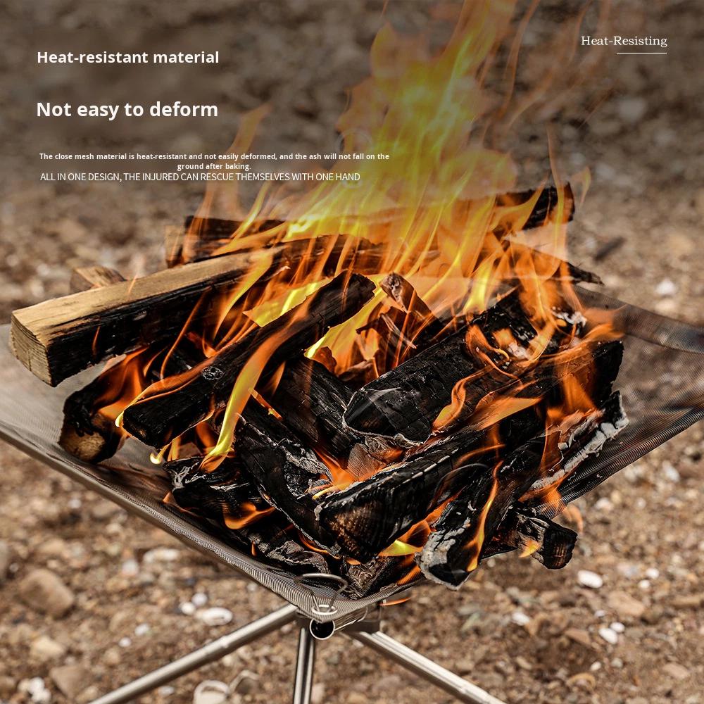 Portable Outdoor Fire Pit Camping Fire Stand Stainless Steel Silver Ultra-light Folding Barbecue Grill Bonfire Stove