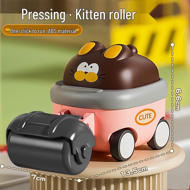 Children s Cartoon Push-Button Inertial Excavator Pull-Back Toy Car